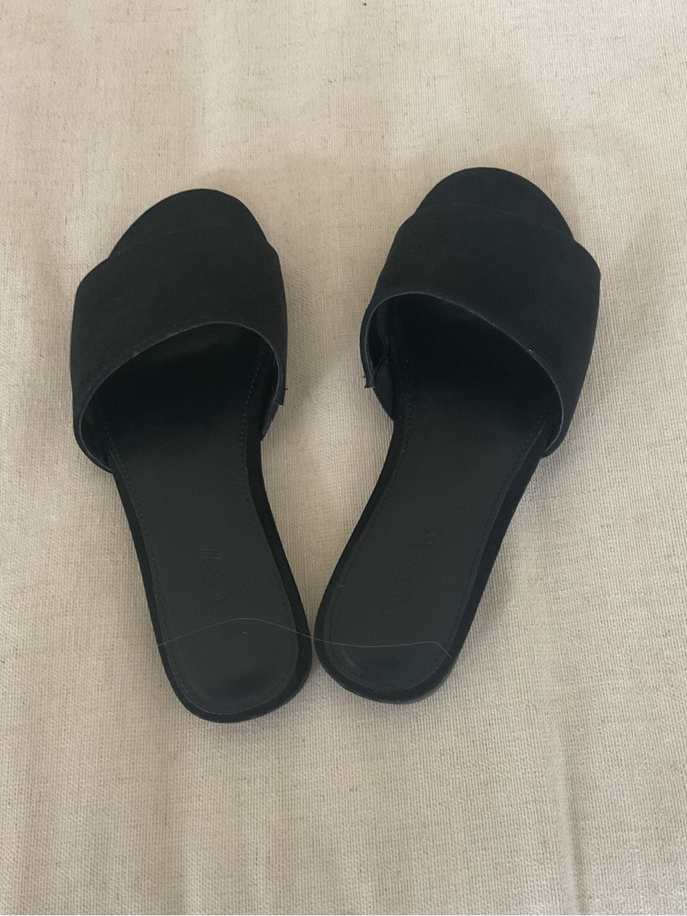 Jcrew black microsuede single strap slides size  5